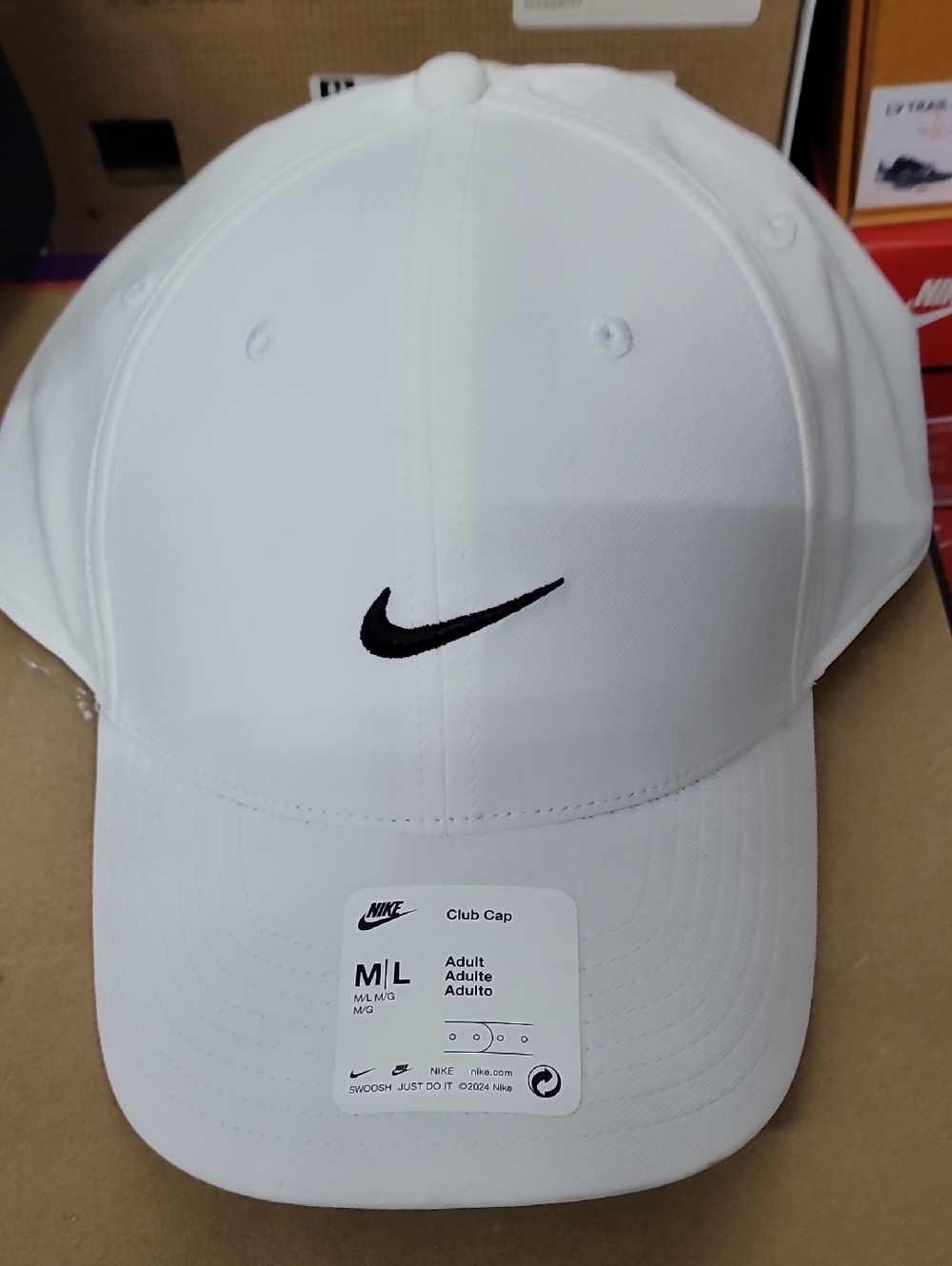Nike White Cap with Black Swoosh Embroidery